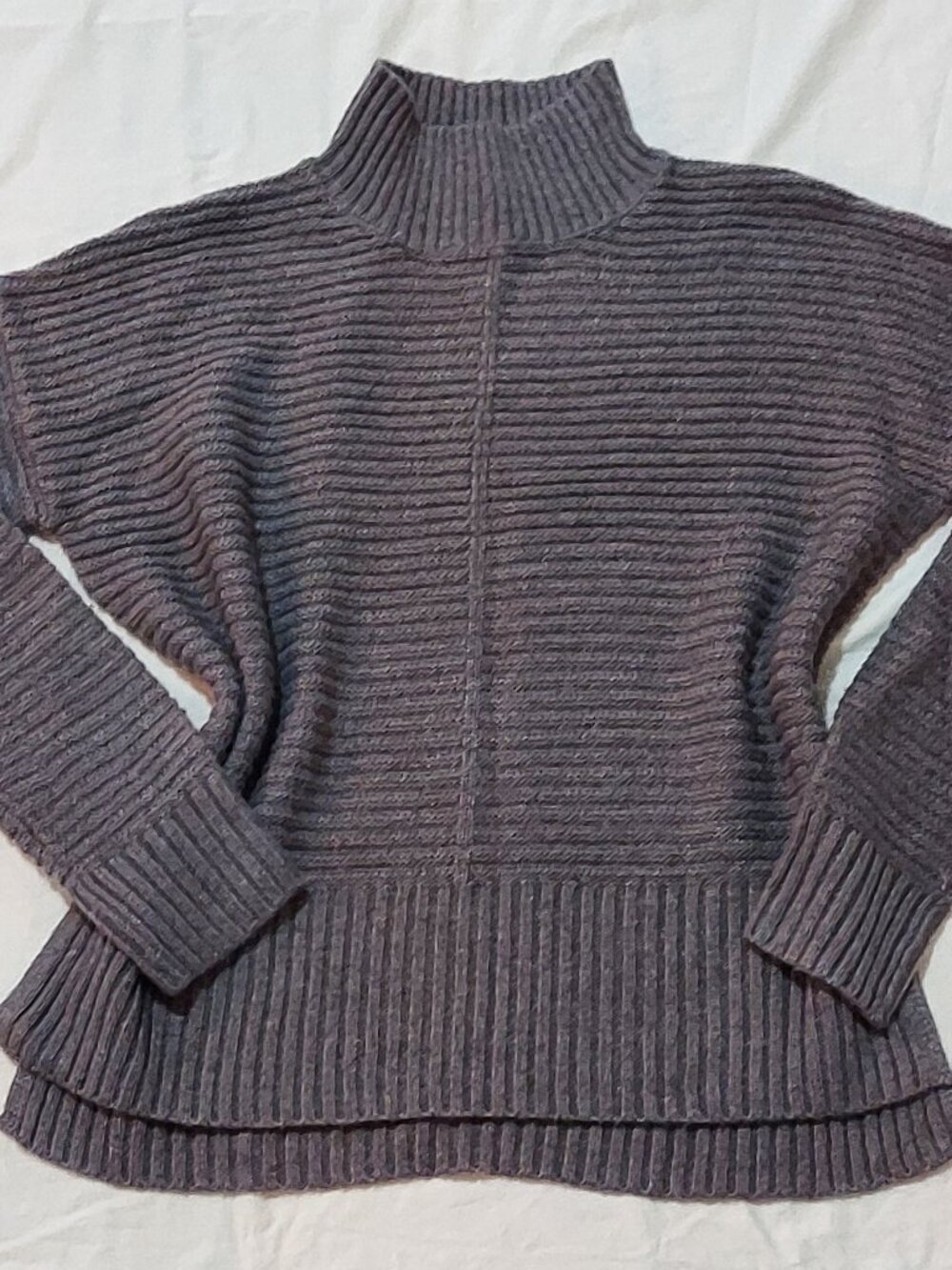 Gray Ribbed Turtleneck Sweater